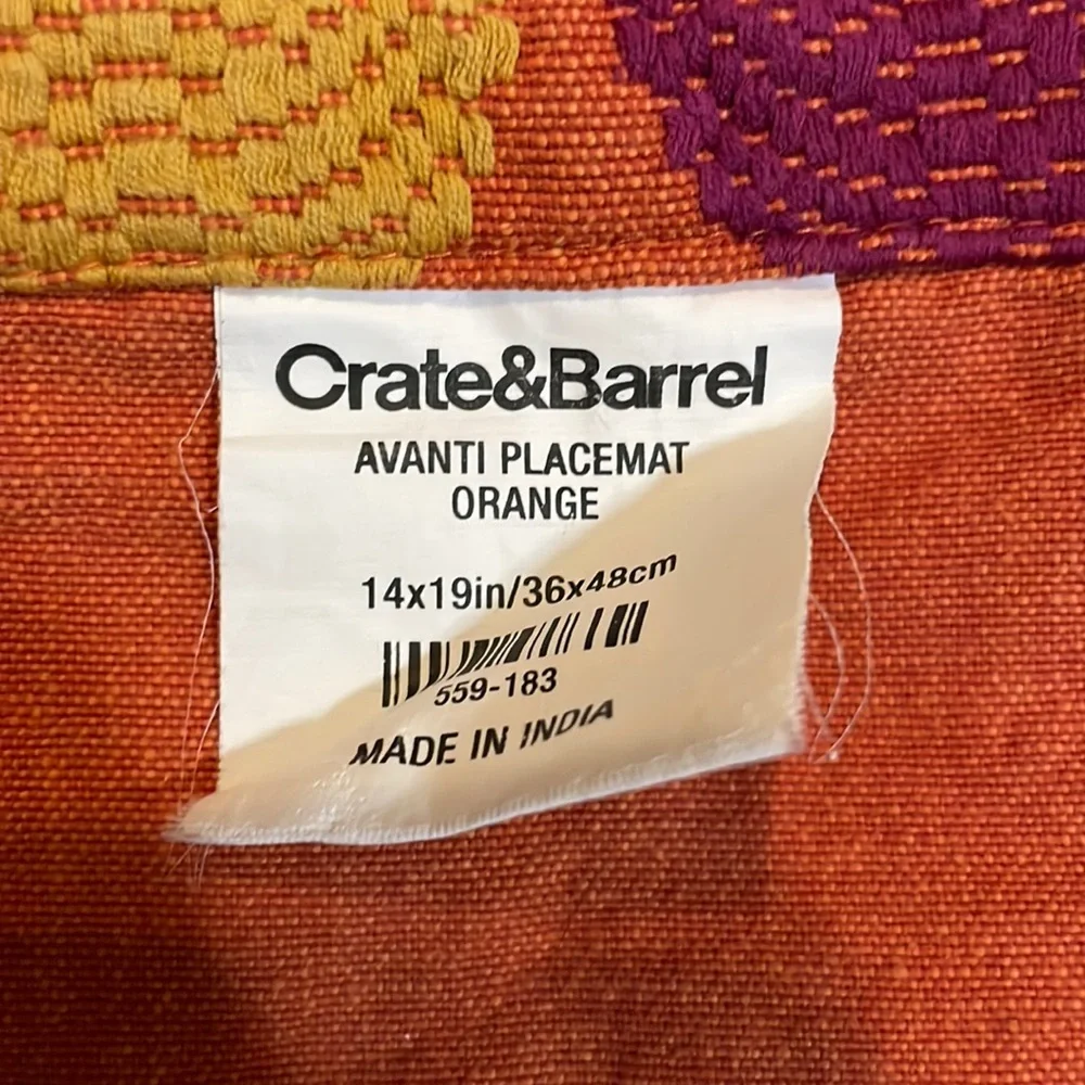 Crate & Barrel Avanti Placemat - Orange - Set of 2